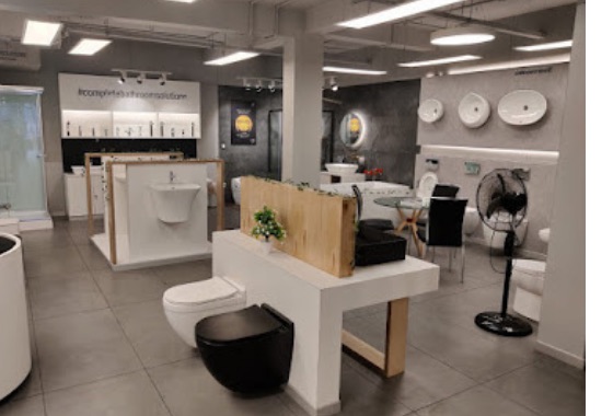 Sanitaryware and wash basin displays at the Rathi Sales Agencies showroom, Visakhapatnam